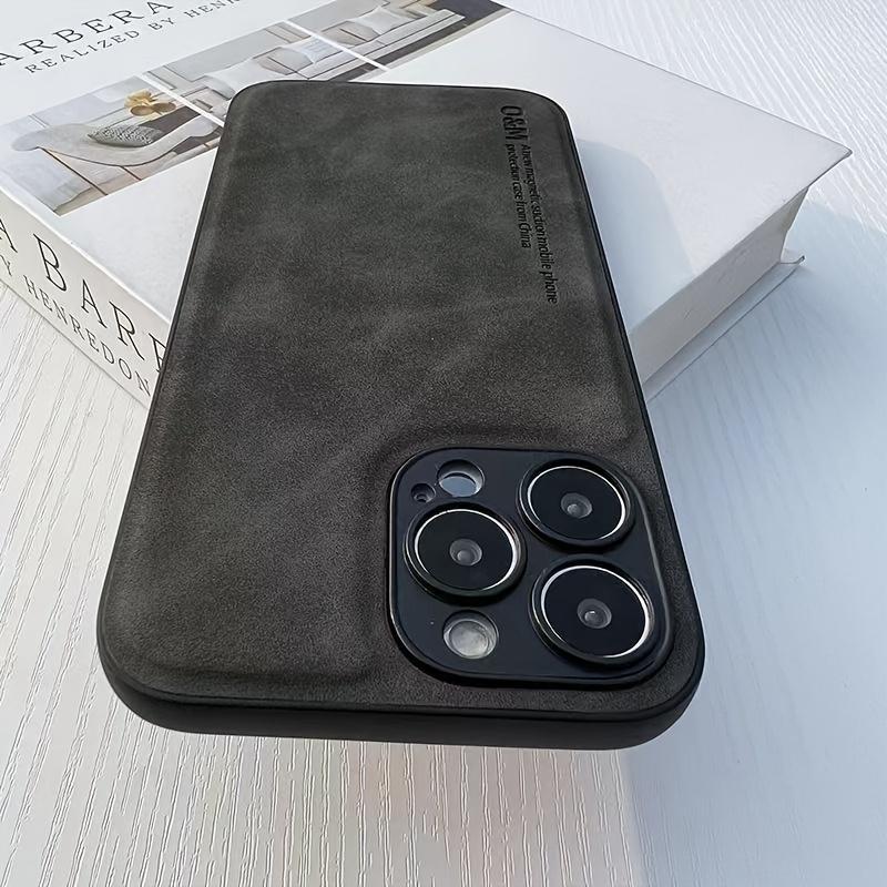 Luxury Artificial Sheepskin Leather Phone Case For iPhone 15 14 13 12 11 Pro Max Plus Men Women Silicone Bumper Shockproof Support Car Holder Cover
