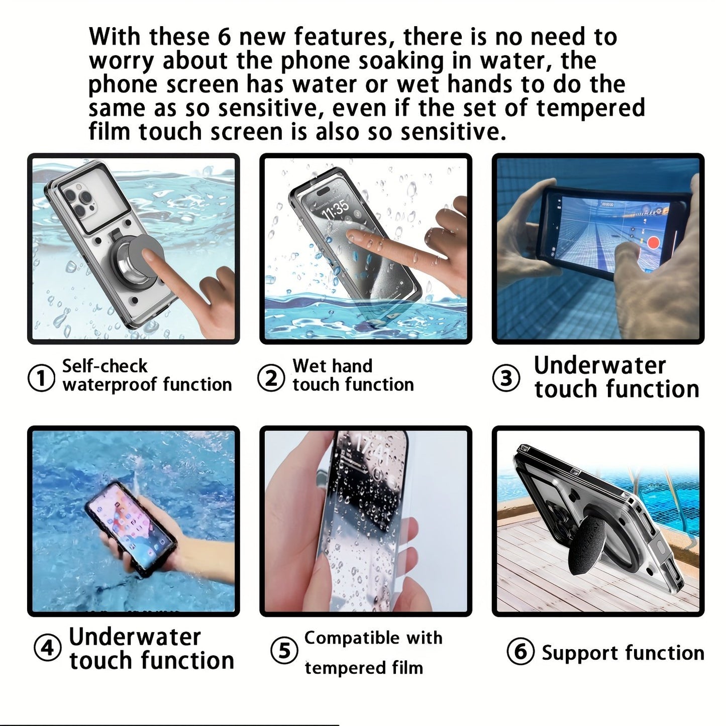 Universal Waterproof Phone Case With 6.9-inch Screen, Suitable For iPhone/Samsung/Xiaomi And Various Other Phone Models, Designed For Wet Hands Touch
