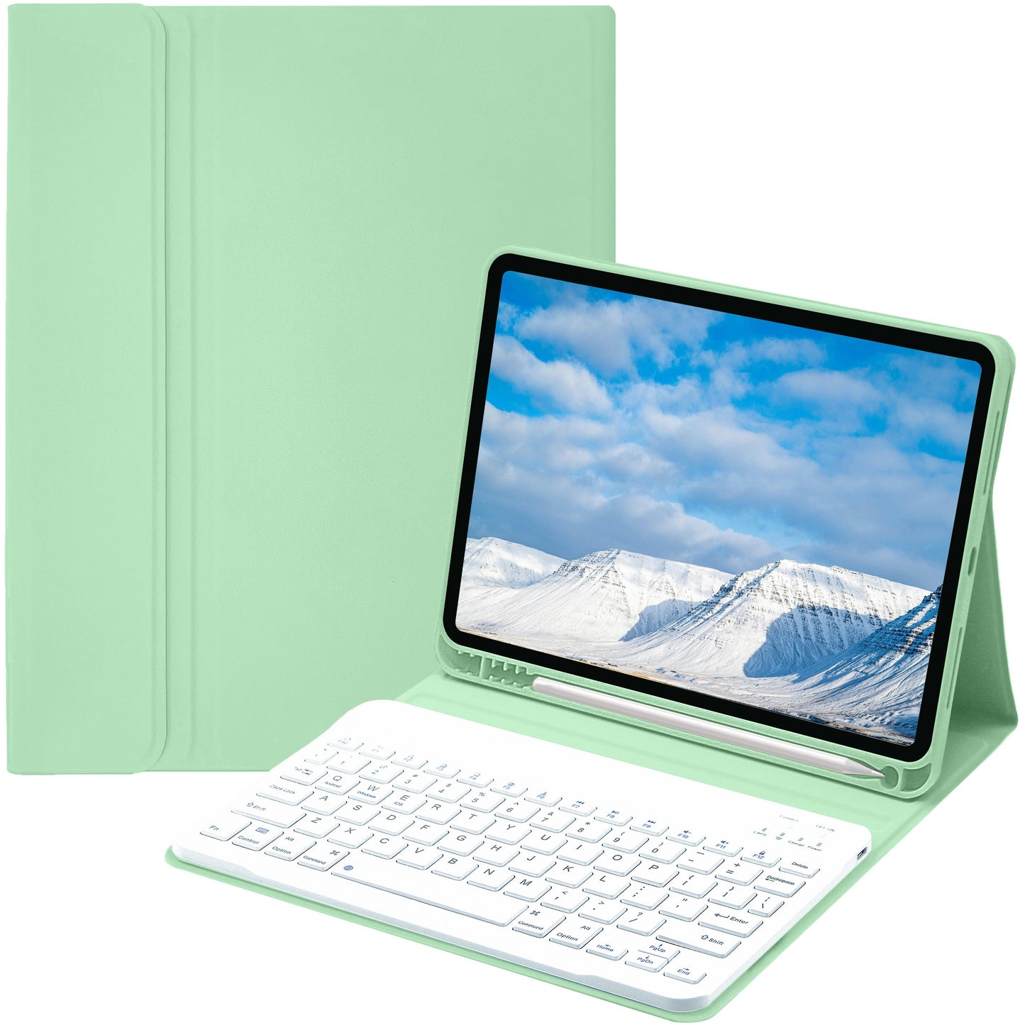 Keyboard Case for iPad Air 1/Air 2/Air 3/Air 4/Air 5, iPad 5th/6th/7th/8th/9th/10th Generation, iPad Pro 12.9 Inch 2020/2021/2022, iPad Pro 11 Inch 2018/2020/2021/2022 with Pen Holder - Soft TPU Back Cover with Magnetically Detachable Wireless BT Keyboard
