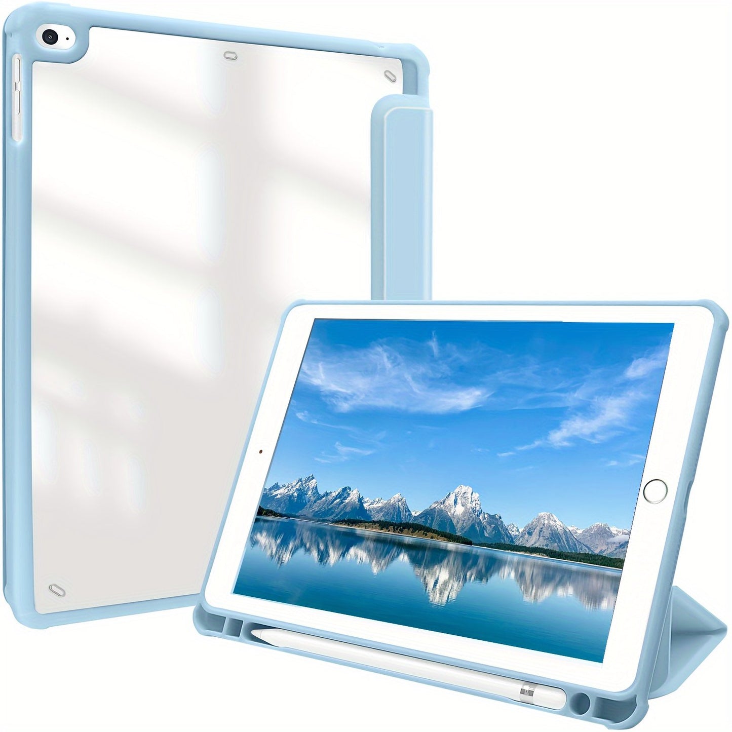 Premium Case For IPad Air 1/Air 2/Air 3/Air 4/Air 5, For IPad 5th/6th/7th/8th/9th/10th Generation, For IPad Pro 12.9 Inch 2020/2021/2022, For IPad Pro 11 Inch 2018/2020/2021/2022 With Pen Holder,  Shockproof Cover W/Clear Transparen