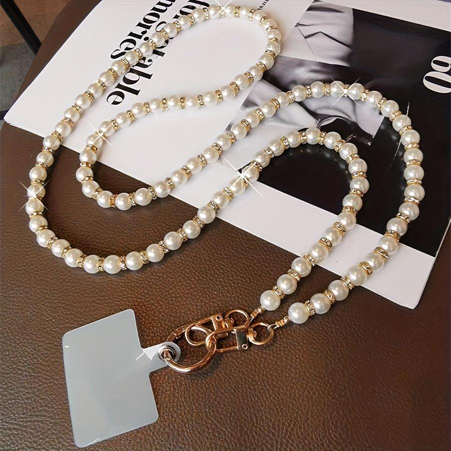 Mobile Phone Lanyard Extended Slung Women's Phone Lanyard Inlaid With Rhinestones, Pearls, Beaded Chain, Bag Strap Chain, Metal Hook, Detachable Mobile Phone Case Anti-loss Lanyard, Universal Mobile Phone Case Lanyard