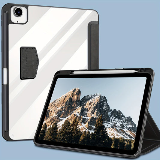 Hybrid Slim Case for iPad 10th/5th/4th Generation (2022 2020 Model, 10.9 Inch)/iPad Pro 4th/3rd/2nd/1st Generation (2022/2021/2020/2018 Model, 11 Inch),Built-in Pencil Holder -Shockproof Cover -Clear Transparent Back Shell -Support Auto Sleep/Wake (Note: