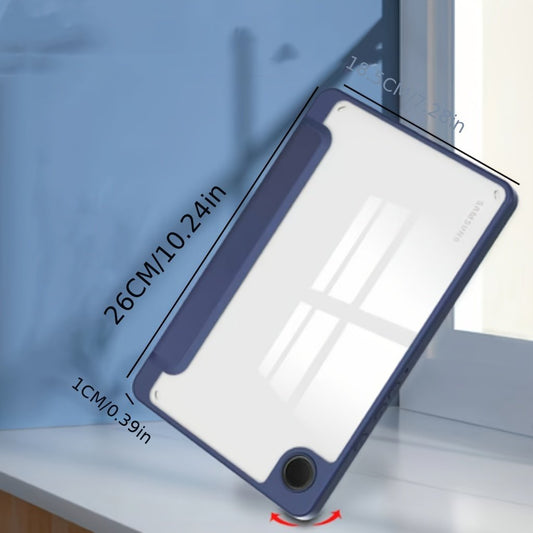 Acrylic Triple Fold Transparent Protective Cover with Pen Slot for Samsung A9 Plus