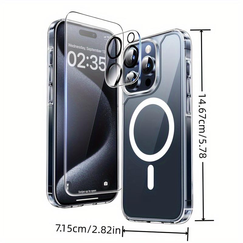 Clear Case with MagSafe Compatibility for iPhone 11/11 Pro/11 Pro Max/12/12 Pro/12 Pro Max/13/13 Pro/13 Pro Max/14/14 Pro/14 Plus/14 Plus/14 Pro Max/15/15 Pro/15 Plus/15 Pro Max Series + 1Tempered Glass Screen Protector & 1Camera Lens Shield