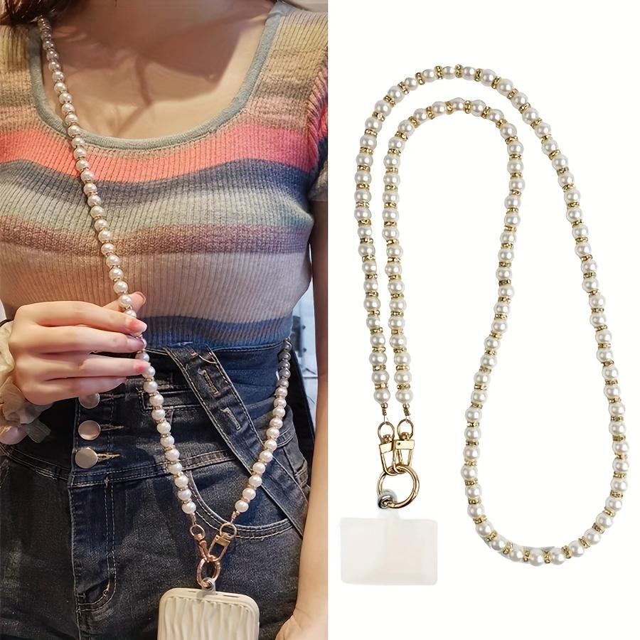 Mobile Phone Lanyard Extended Slung Women's Phone Lanyard Inlaid With Rhinestones, Pearls, Beaded Chain, Bag Strap Chain, Metal Hook, Detachable Mobile Phone Case Anti-loss Lanyard, Universal Mobile Phone Case Lanyard