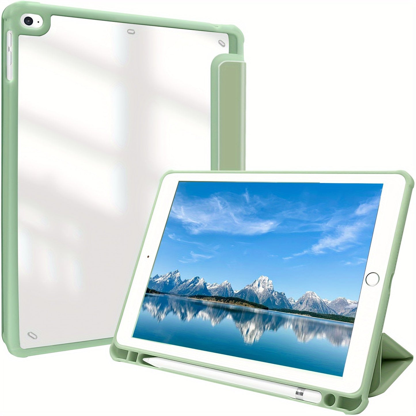 Premium Case For IPad Air 1/Air 2/Air 3/Air 4/Air 5, For IPad 5th/6th/7th/8th/9th/10th Generation, For IPad Pro 12.9 Inch 2020/2021/2022, For IPad Pro 11 Inch 2018/2020/2021/2022 With Pen Holder,  Shockproof Cover W/Clear Transparen