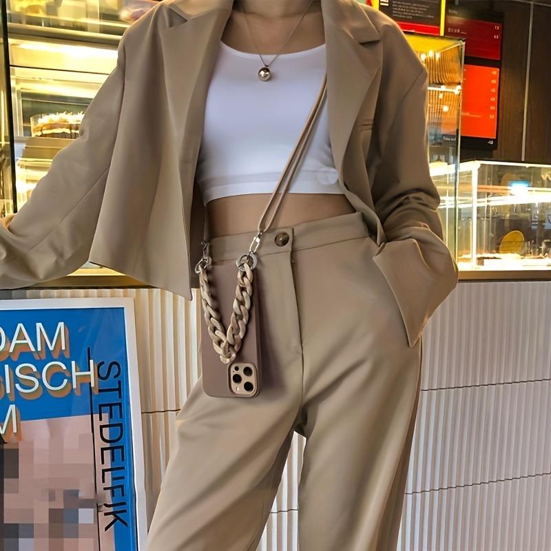 Marble Chain Silicone Case for iPhone 14/13/12 Pro Max - Stylish Crossbody Lanyard Necklace Cover!