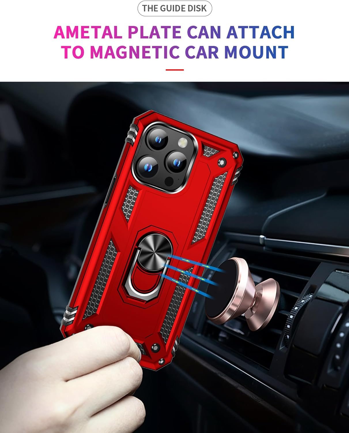 FAN SONG Case for iPhone 15 Pro Max Case with Stand, Military Grade Drop Protection Cover TPU and PC Protective Phone Case 360°Magnetic Ring Kickstand Stand for iPhone 15 Pro Max 2023 6.1", Black