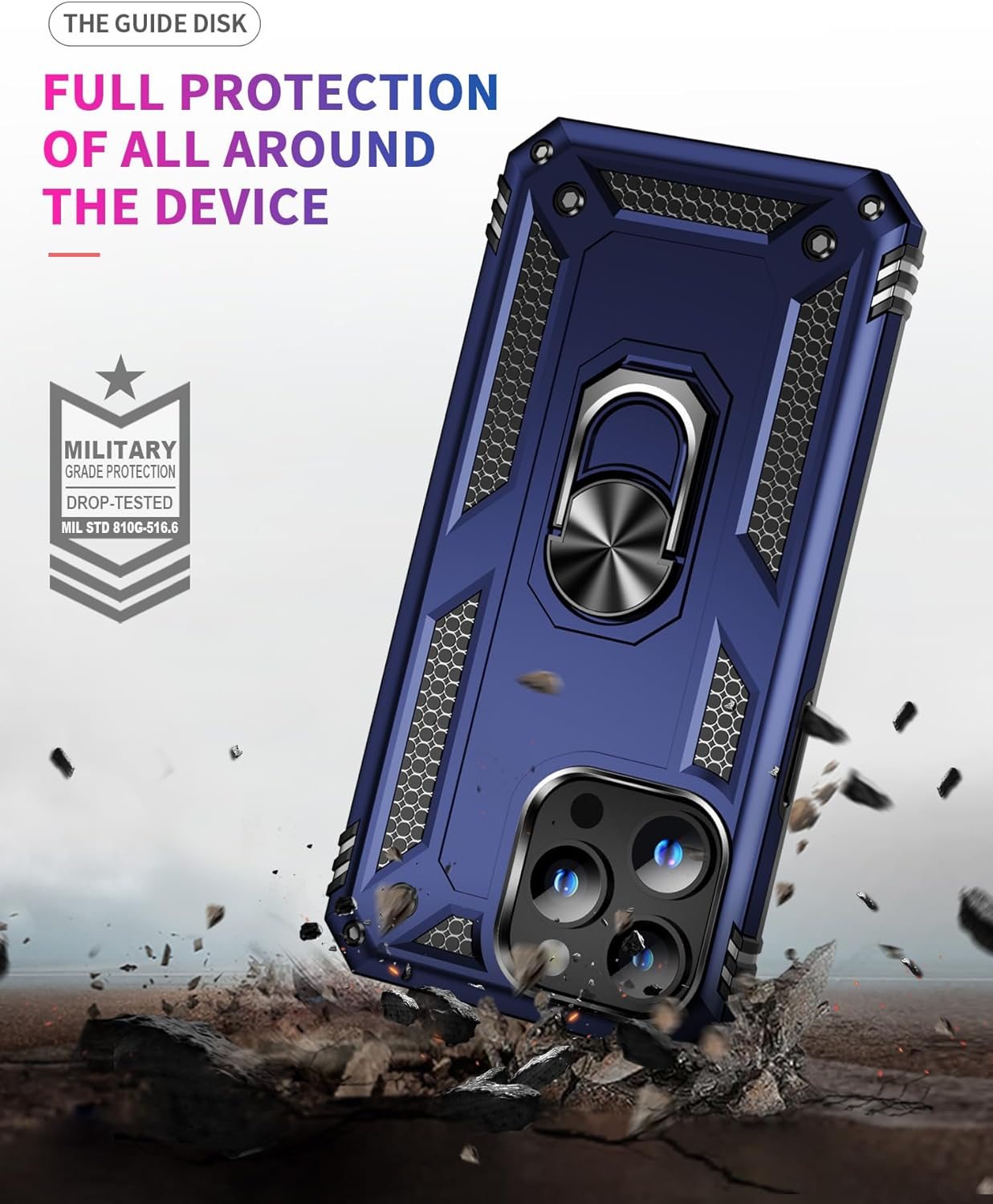 FAN SONG Case for iPhone 15 Pro Max Case with Stand, Military Grade Drop Protection Cover TPU and PC Protective Phone Case 360°Magnetic Ring Kickstand Stand for iPhone 15 Pro Max 2023 6.1", Black