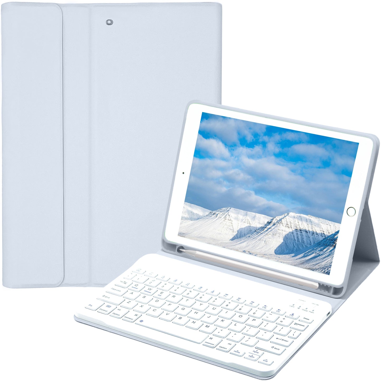 Keyboard Case for iPad Air 1/Air 2/Air 3/Air 4/Air 5, iPad 5th/6th/7th/8th/9th/10th Generation, iPad Pro 12.9 Inch 2020/2021/2022, iPad Pro 11 Inch 2018/2020/2021/2022 with Pen Holder - Soft TPU Back Cover with Magnetically Detachable Wireless BT Keyboard