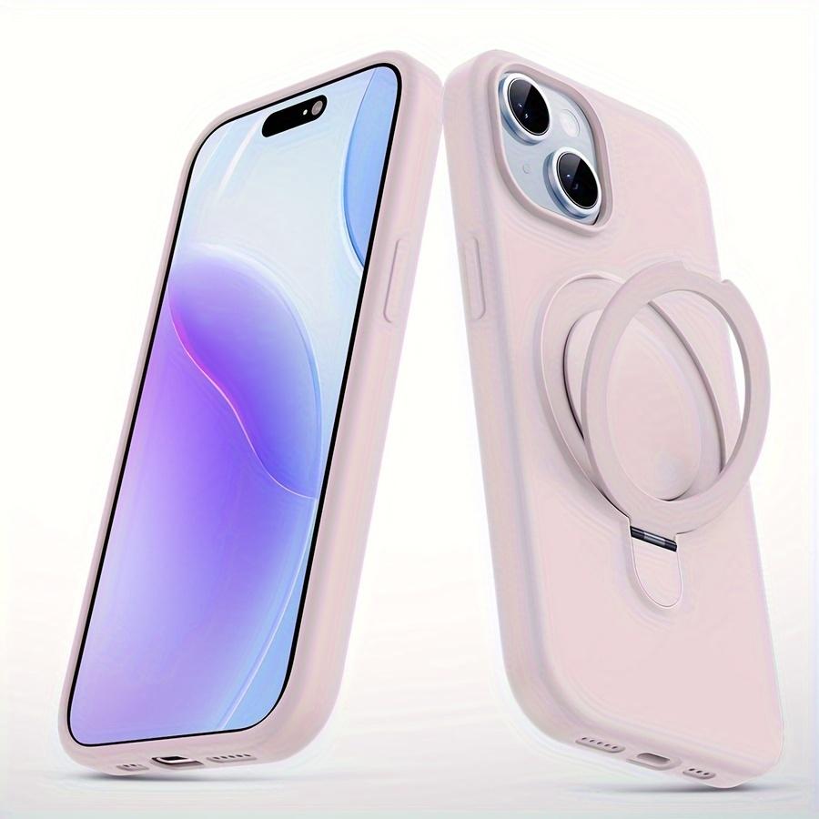 Silicone Magnetic with Holder Phone Case for iPhone 12/12 Pro/12Pro Max/ iPhone 13/13 Pro/13Pro Max iPhone 14/14 Pro/14 Plus/14Pro Max iPhone 15/15 Pro/15 Plus/15Pro Max With Candy Colors, Classic Style,Full Coverage Lens for Men and Women