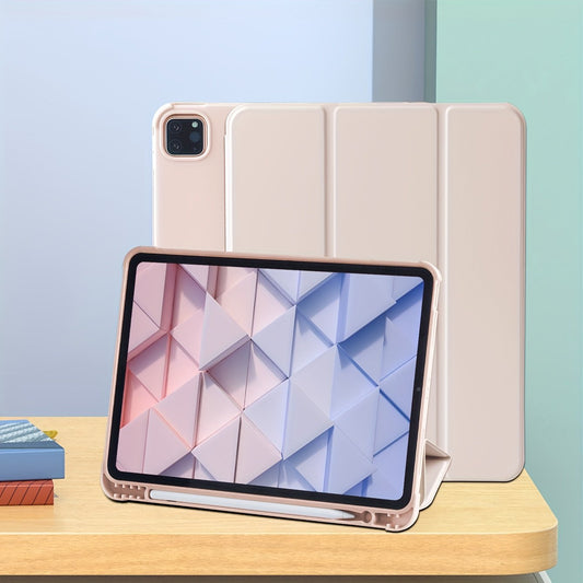 A Solid Color With A Pen Slot And Anti-drop Corners, Magnetic Sleep, Three-fold, Two Types Of Bracket, Honeycomb Heat Dissipation Bottom Shell Tablet Protective Cover Suitable For Mini4/mini5th/mini6/9.7/10.2/10.5/10.9/11/10th/12.9 Apple Models, Different