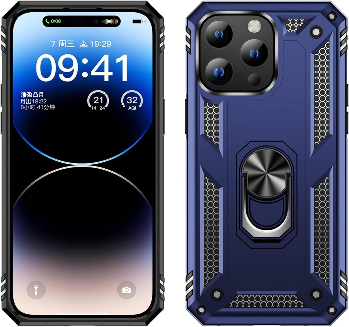 FAN SONG Case for iPhone 15 Pro Max Case with Stand, Military Grade Drop Protection Cover TPU and PC Protective Phone Case 360°Magnetic Ring Kickstand Stand for iPhone 15 Pro Max 2023 6.1", Black