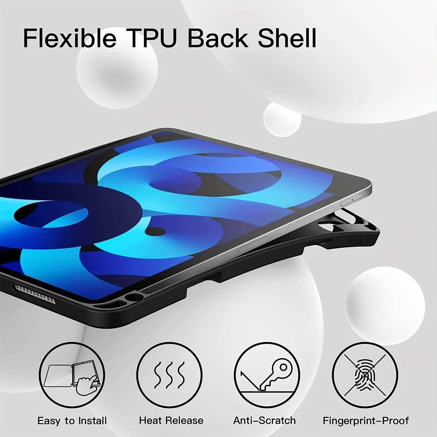 For IPad Air 5/4 (2022/2020 Models) With Pen Holder, Support For Second Pencil Charge, Slim Tablet Case With Soft TPU Back, Automatic Wake/sleep