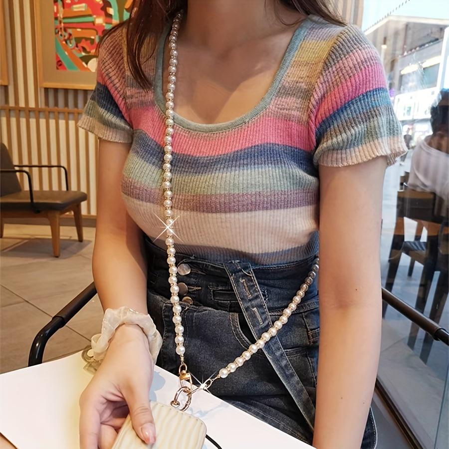 Mobile Phone Lanyard Extended Slung Women's Phone Lanyard Inlaid With Rhinestones, Pearls, Beaded Chain, Bag Strap Chain, Metal Hook, Detachable Mobile Phone Case Anti-loss Lanyard, Universal Mobile Phone Case Lanyard