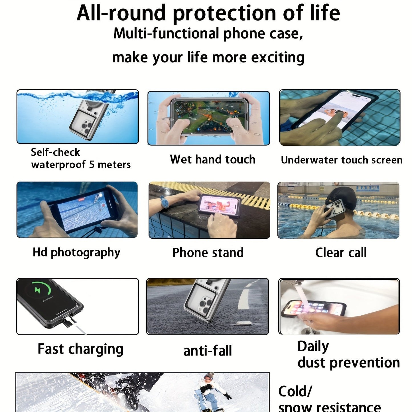 Universal Waterproof Phone Case With 6.9-inch Screen, Suitable For iPhone/Samsung/Xiaomi And Various Other Phone Models, Designed For Wet Hands Touch