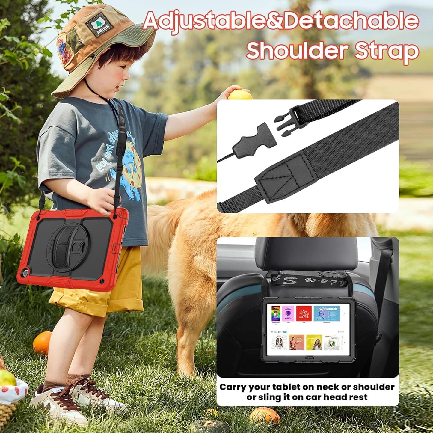 Case for Samsung Galaxy Tab A9 Plus 11 inch 2023,SM-X210/216/218 Case with Screen Protector,Kids Shockproof Galaxy Tab A9 Plus Cover with Pencil Holder,Hand/Shoulder Strap Purple