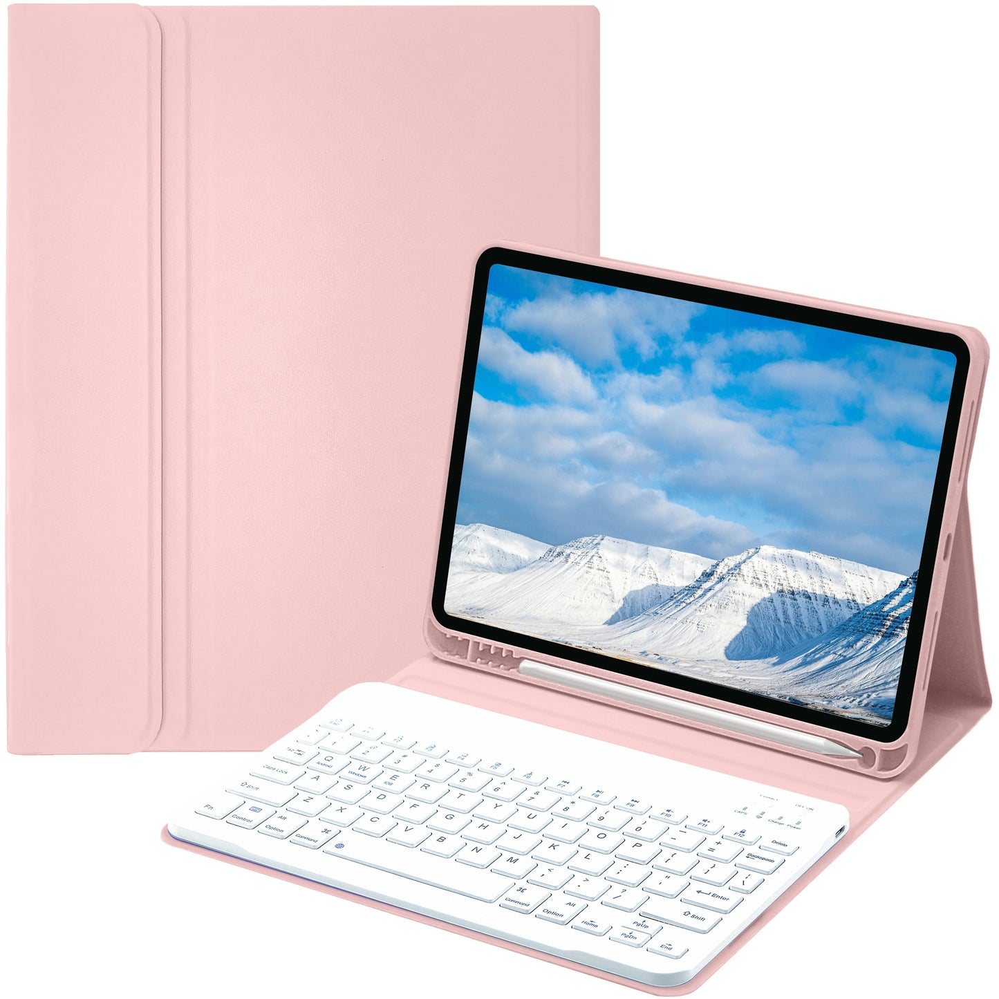 Keyboard Case for iPad Air 1/Air 2/Air 3/Air 4/Air 5, iPad 5th/6th/7th/8th/9th/10th Generation, iPad Pro 12.9 Inch 2020/2021/2022, iPad Pro 11 Inch 2018/2020/2021/2022 with Pen Holder - Soft TPU Back Cover with Magnetically Detachable Wireless BT Keyboard