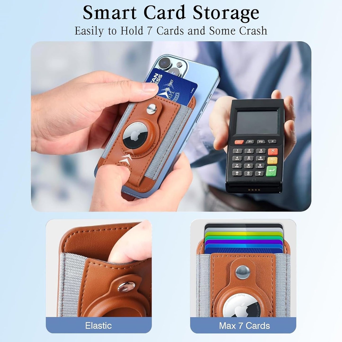 Phone Magsafe Wallet With Airtag Anti Loss Card Solt,Magnetic PU Leather Card Holder Stick on Phone or Phone Case for your iPhone 15/14/13/12/Pro/Plus/Pro Max Series