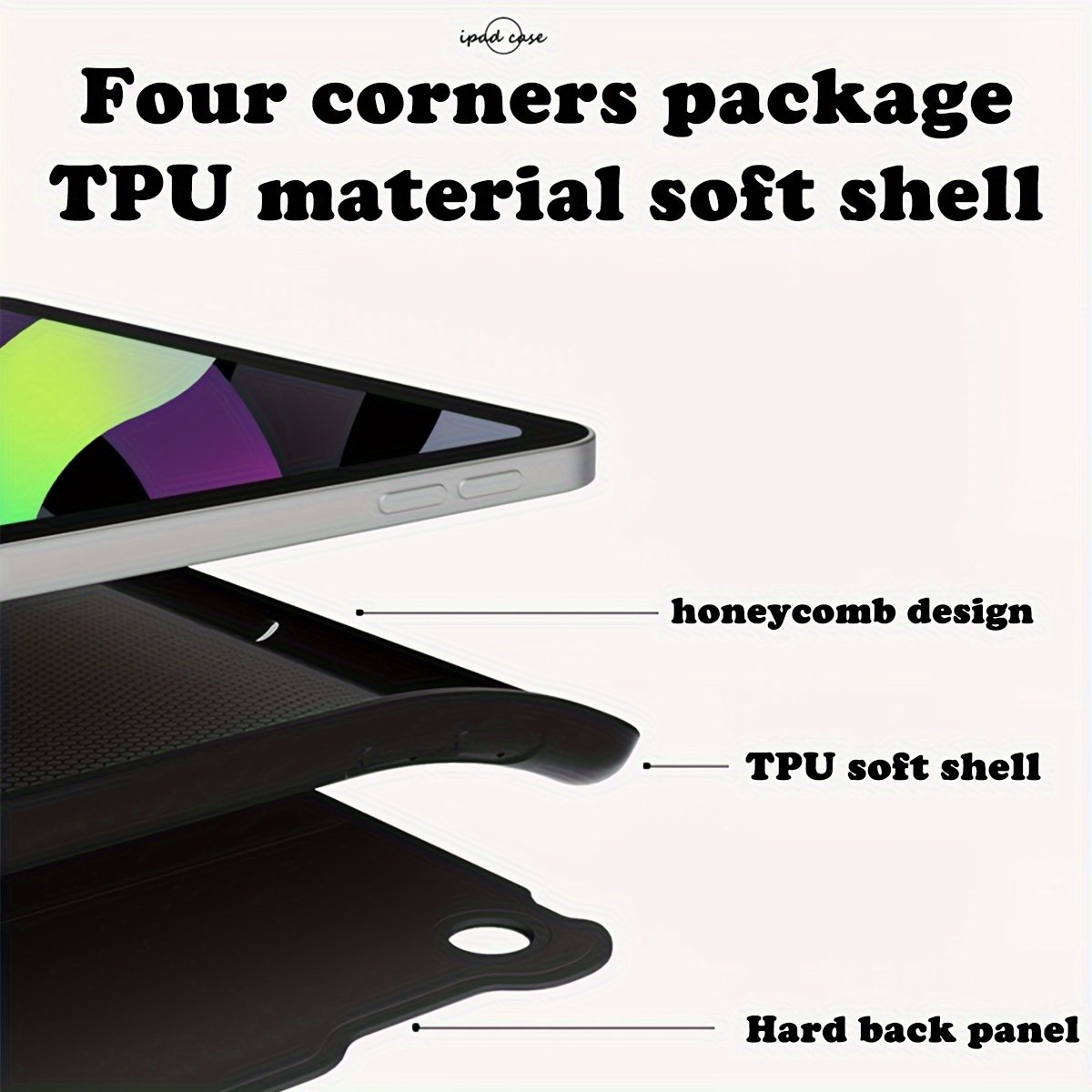 TPU Soft Case for iPad 10.2 Inch 7th 8th 9th Generation - Honeycomb Heat Dissipation, Smart Hibernation Wake Up, Lightweight Anti-Fingerprint - Full Wrap Protection