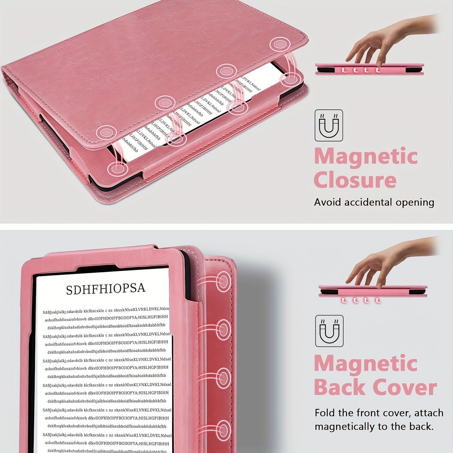 Case for 6.8" Kindle Paperwhite (11th Generation - 2021) and Signature Edition, Premium PU Leather 6.8" Kindle Paperwhite Case with Auto Wake/Sleep, Hand Strap, Card Slot and Foldable Stand, Pink