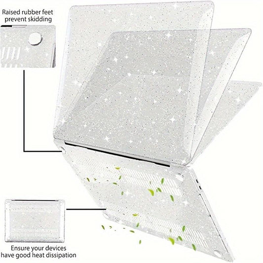 Sparkly Clear Glitter Star Case for MacBook Pro 13/14/16 - Fits 2022, 2021, 2020 Release with A2338, A2442, A2485 M2 M1 Chip - Glossy Hard Shell Cover in Black, Green, or Blue - Protects and Adds Style to Your Laptop