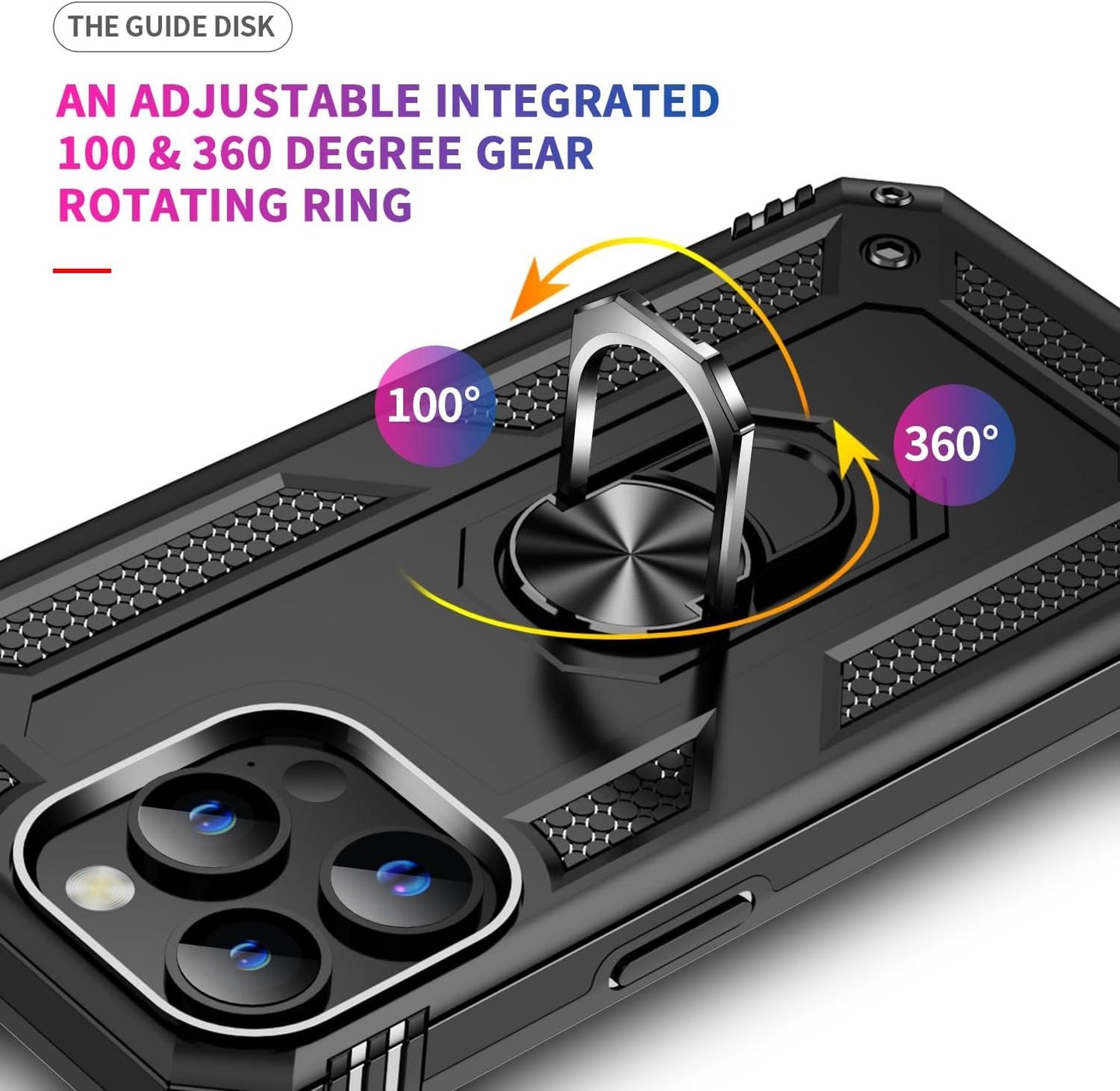 FAN SONG Case for iPhone 15 Pro Max Case with Stand, Military Grade Drop Protection Cover TPU and PC Protective Phone Case 360°Magnetic Ring Kickstand Stand for iPhone 15 Pro Max 2023 6.1", Black