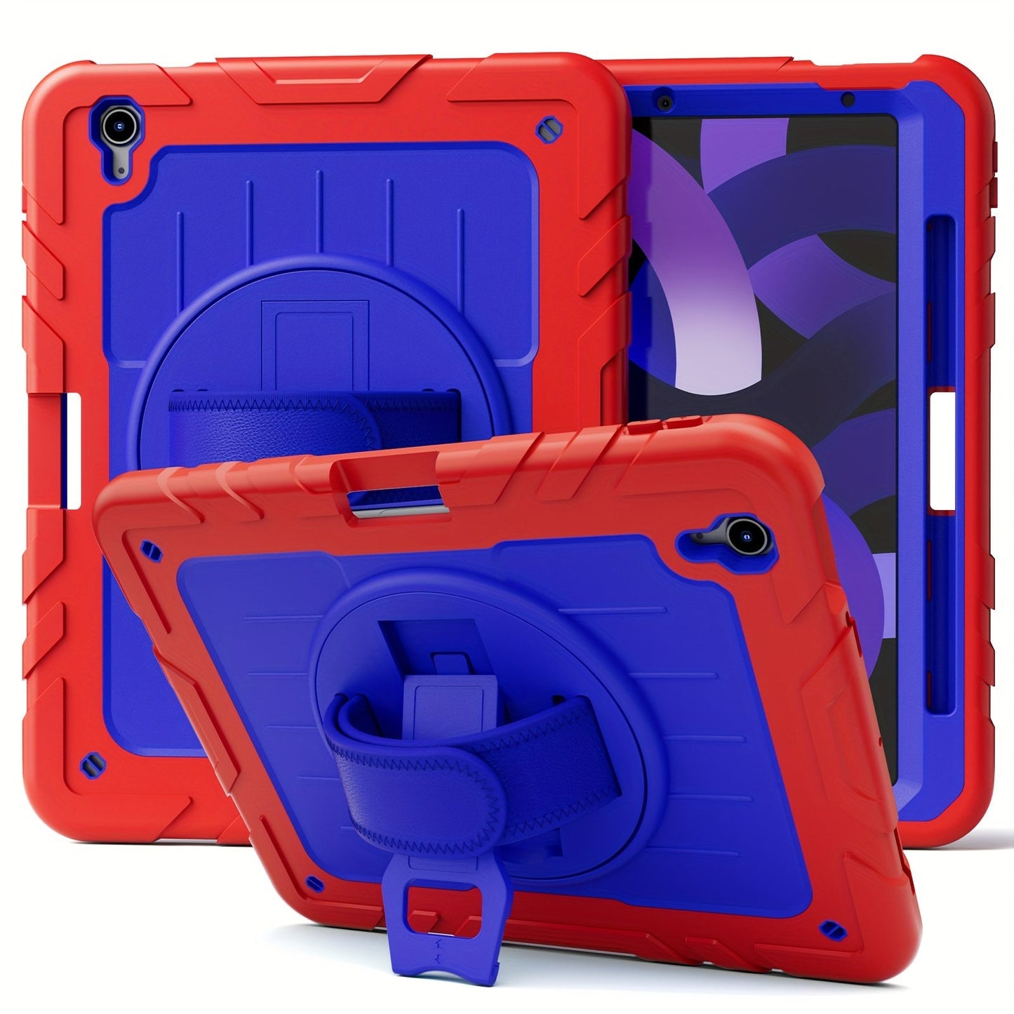 Suitable For IPad Air4/5 10.9 Protective Case New Design For IPad 10.9 Inch 2020/2022 Silicone PC With Adsorption Pen Slot Design 360° Rotatable Stand With Hand Strap Adjustable Shoulder Strap Drop-proof For IPad Air4/5