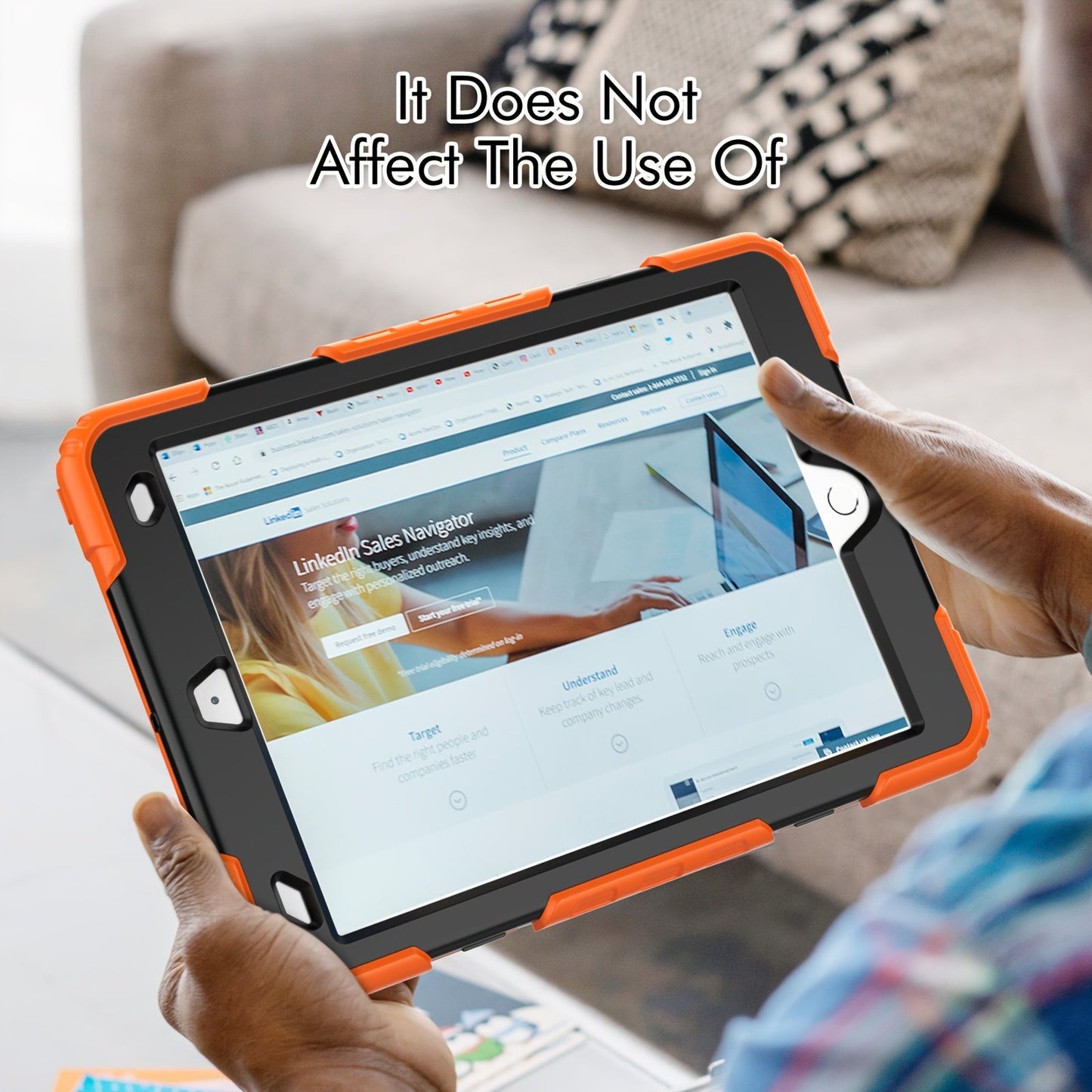 Heavy Duty Shockproof Protective Case for iPad 5th-10th Gen, Mini 6, Pro 11 - Orange, with Screen Protector, Stand, Strap, Pen Holder