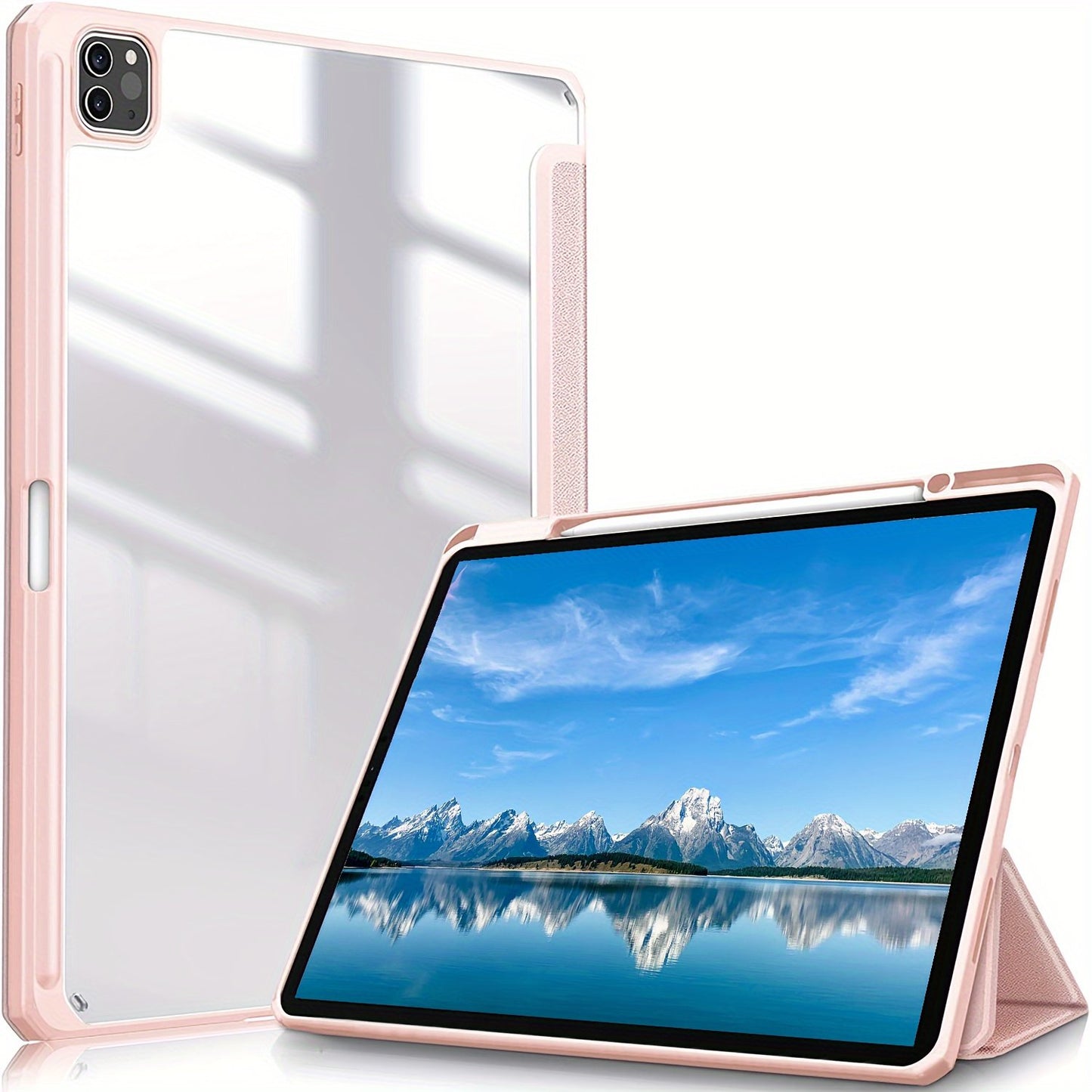 Premium Case For IPad Air 1/Air 2/Air 3/Air 4/Air 5, For IPad 5th/6th/7th/8th/9th/10th Generation, For IPad Pro 12.9 Inch 2020/2021/2022, For IPad Pro 11 Inch 2018/2020/2021/2022 With Pen Holder,  Shockproof Cover W/Clear Transparen