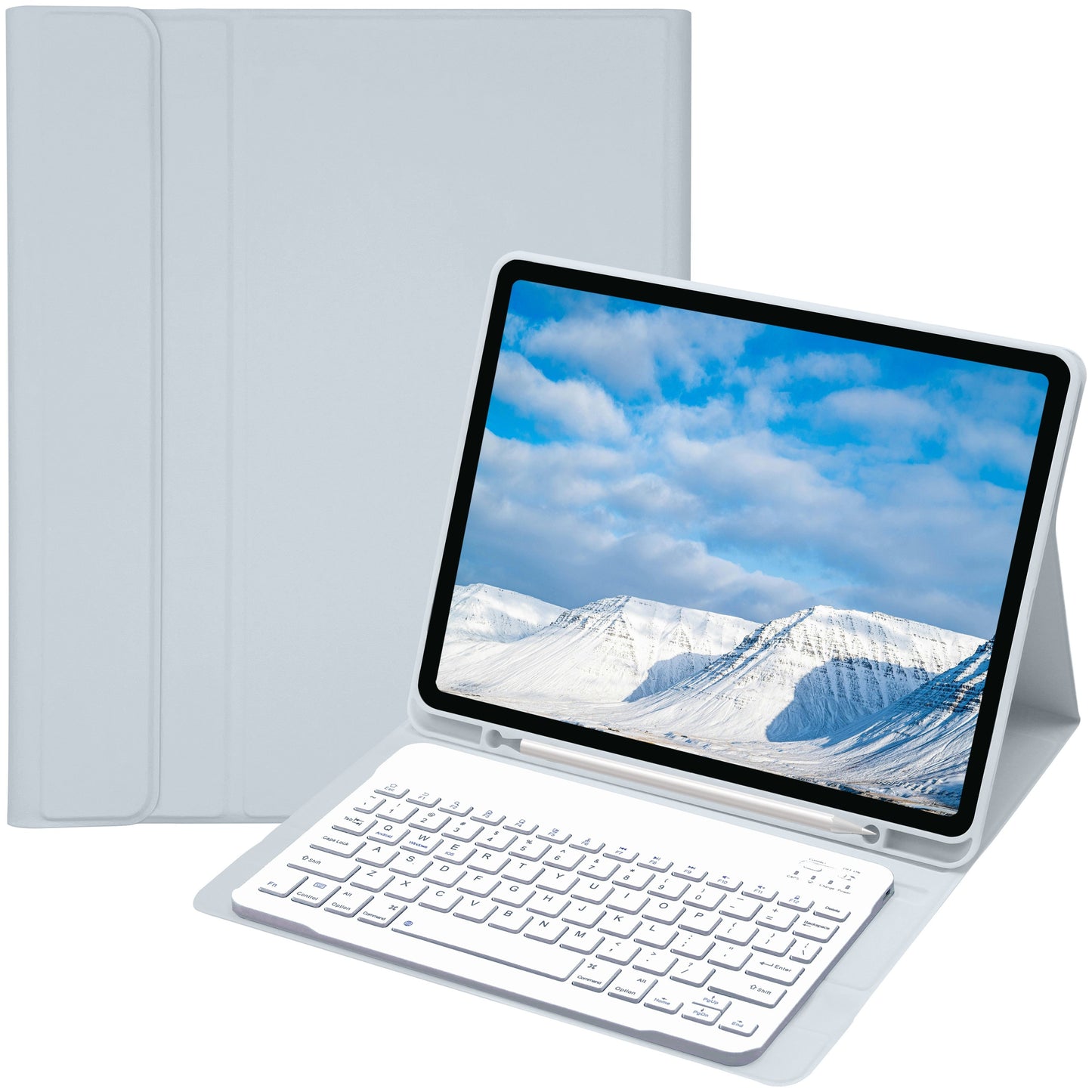 Keyboard Case for iPad Air 1/Air 2/Air 3/Air 4/Air 5, iPad 5th/6th/7th/8th/9th/10th Generation, iPad Pro 12.9 Inch 2020/2021/2022, iPad Pro 11 Inch 2018/2020/2021/2022 with Pen Holder - Soft TPU Back Cover with Magnetically Detachable Wireless BT Keyboard