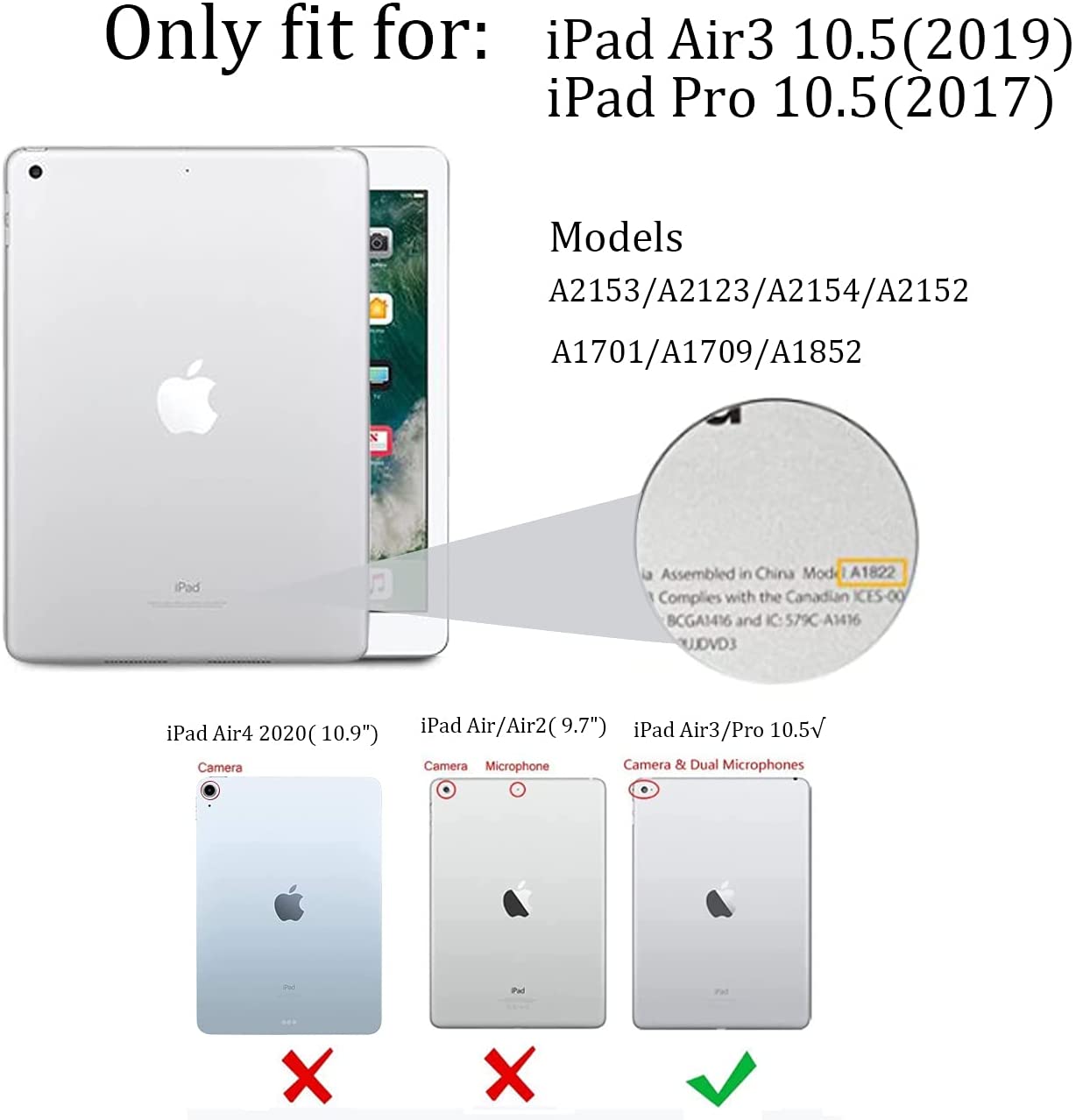 iPad Case 10.5 inch, Magnetic Closure Card Slot Smart Cover