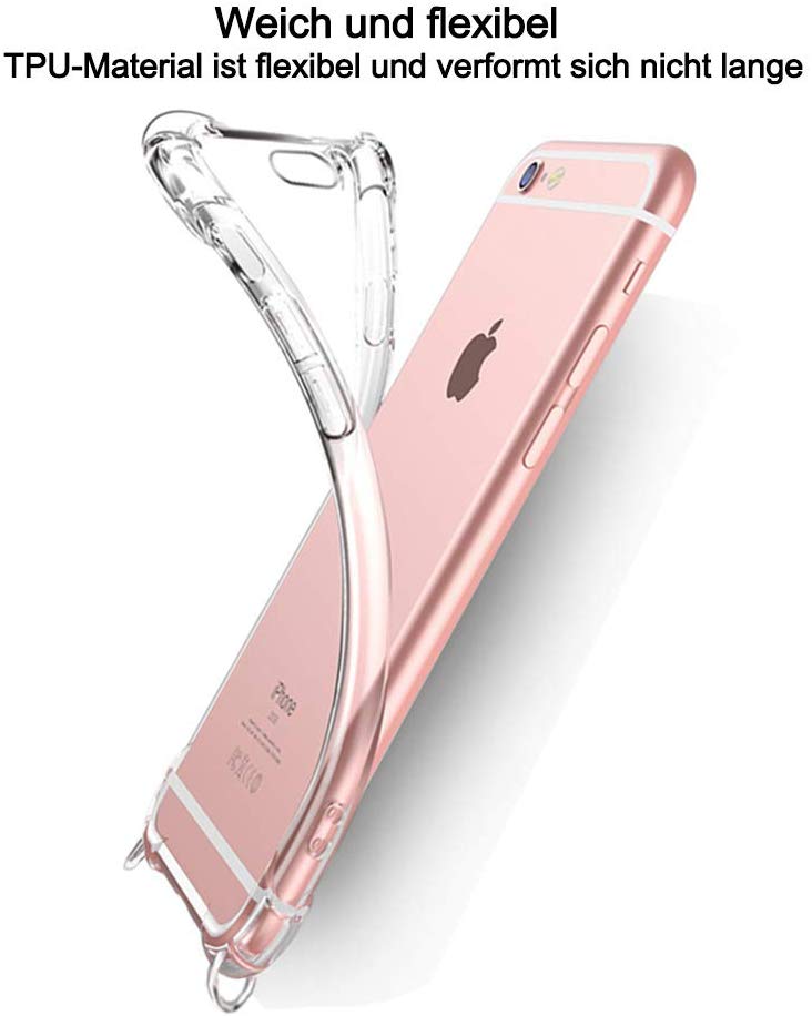 Crossbody Case for iPhone 6s/7/8 Plus - Clear Transparent TPU