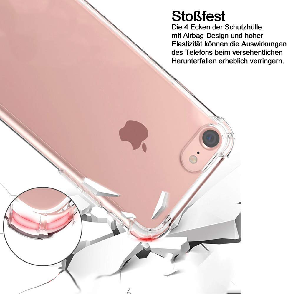 Crossbody Case for iPhone 6s/7/8 Plus - Clear Transparent TPU