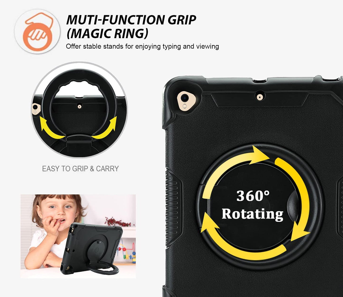 EVA iPad Case 10.2/10.5 inch with 360° Stand Handle Shoulder Strap