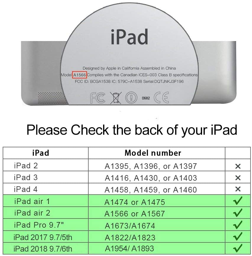 Case for iPad 9.7 2018 2017, Cover for iPad 6th/5th Generation iPad Air 2/Air/iPad Pro 9.7