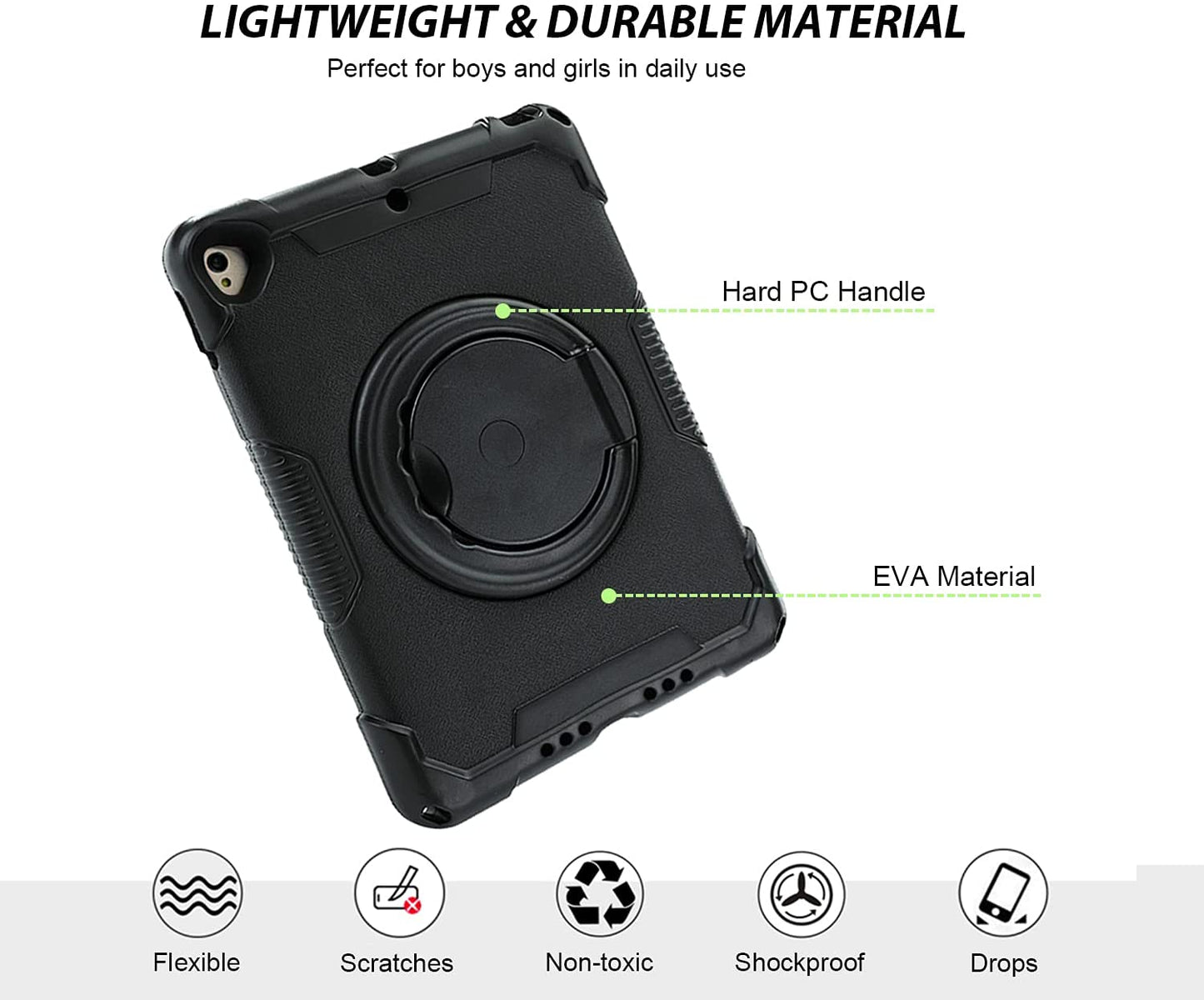 EVA iPad Case 10.2/10.5 inch with 360° Stand Handle Shoulder Strap