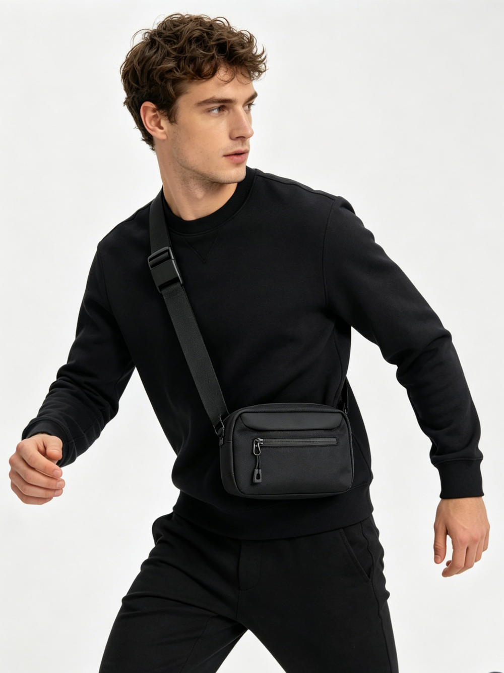 2 in 1 Convertible Chest Bag & Waist Fanny Pack, One Hand Quick Release Lightweight Minimalist Crossbody Bag