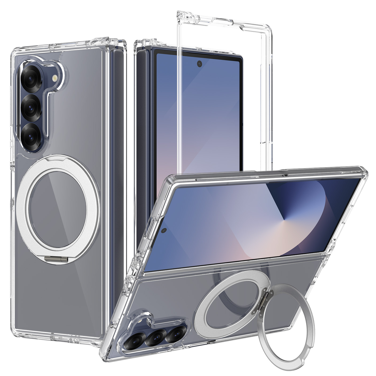 FANSONG 2.0 Anti-Scratch Rotating Stand Case for Samsung Z Fold 6/7/8/8 Wide