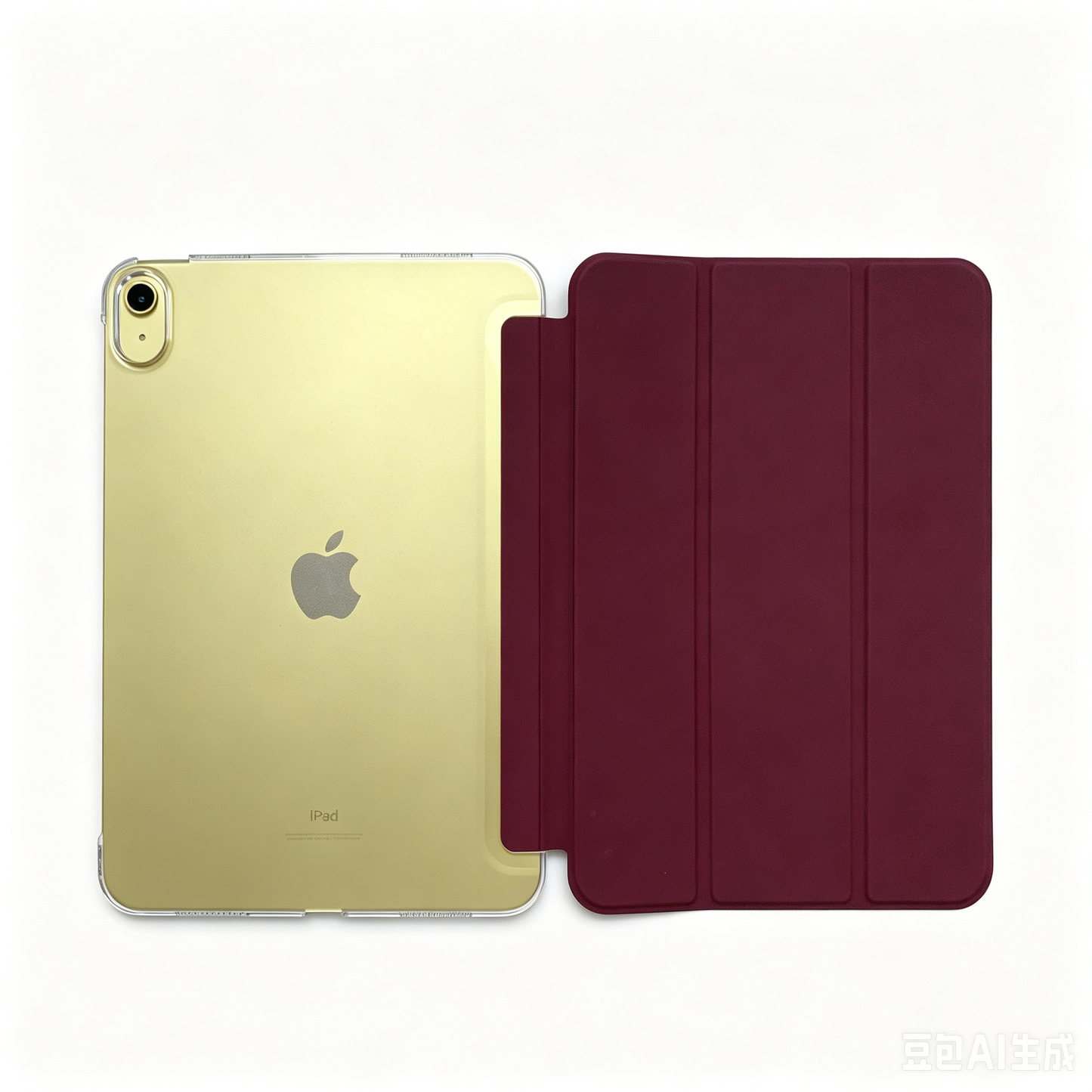 Wine Red Tri-Fold iPad Case | Clear TPU Shockproof Protective Cover with Auto Sleep Wake