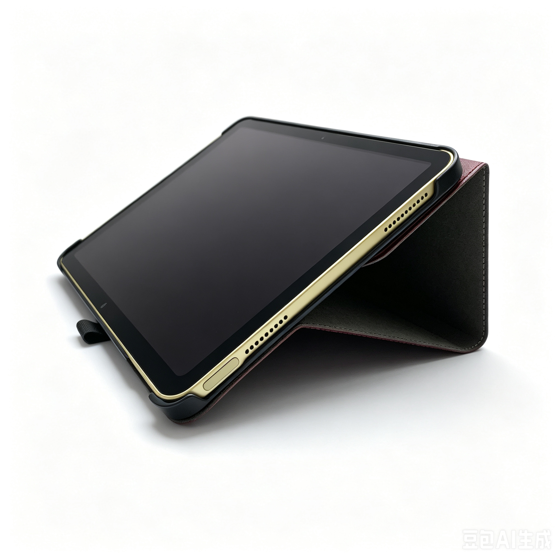 Wine Red PU Leather Back Tri-Fold Stand Tablet Protective Case - FANSONG