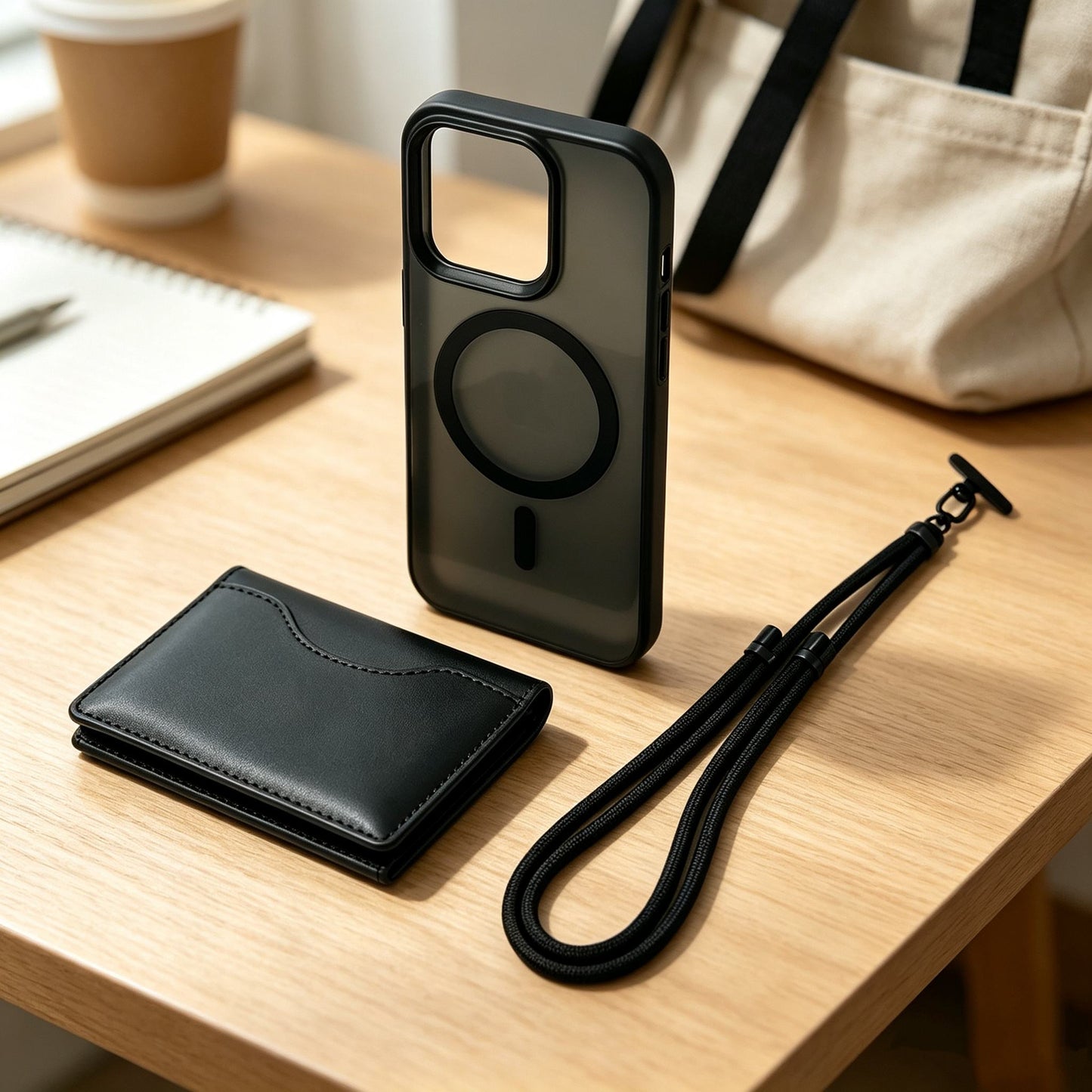 3‑in‑1 Magnetic Phone Case Set | All‑in‑One Go‑Out Solution, Mag‑Safe Case + Detachable Leather Card Wallet + Adjustable Lanyard
