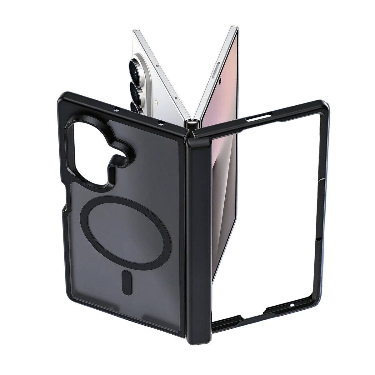 FANSONG for Samsung Z Fold 6 7 8 & Z Fold8 Wide, Silver Shield Matte Magnetic Hinge Case