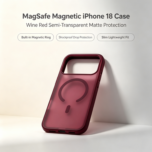 MagSafe Magnetic iPhone 18 Pro /18 Pro Max Case — Wine Red Matte Shockproof Cover