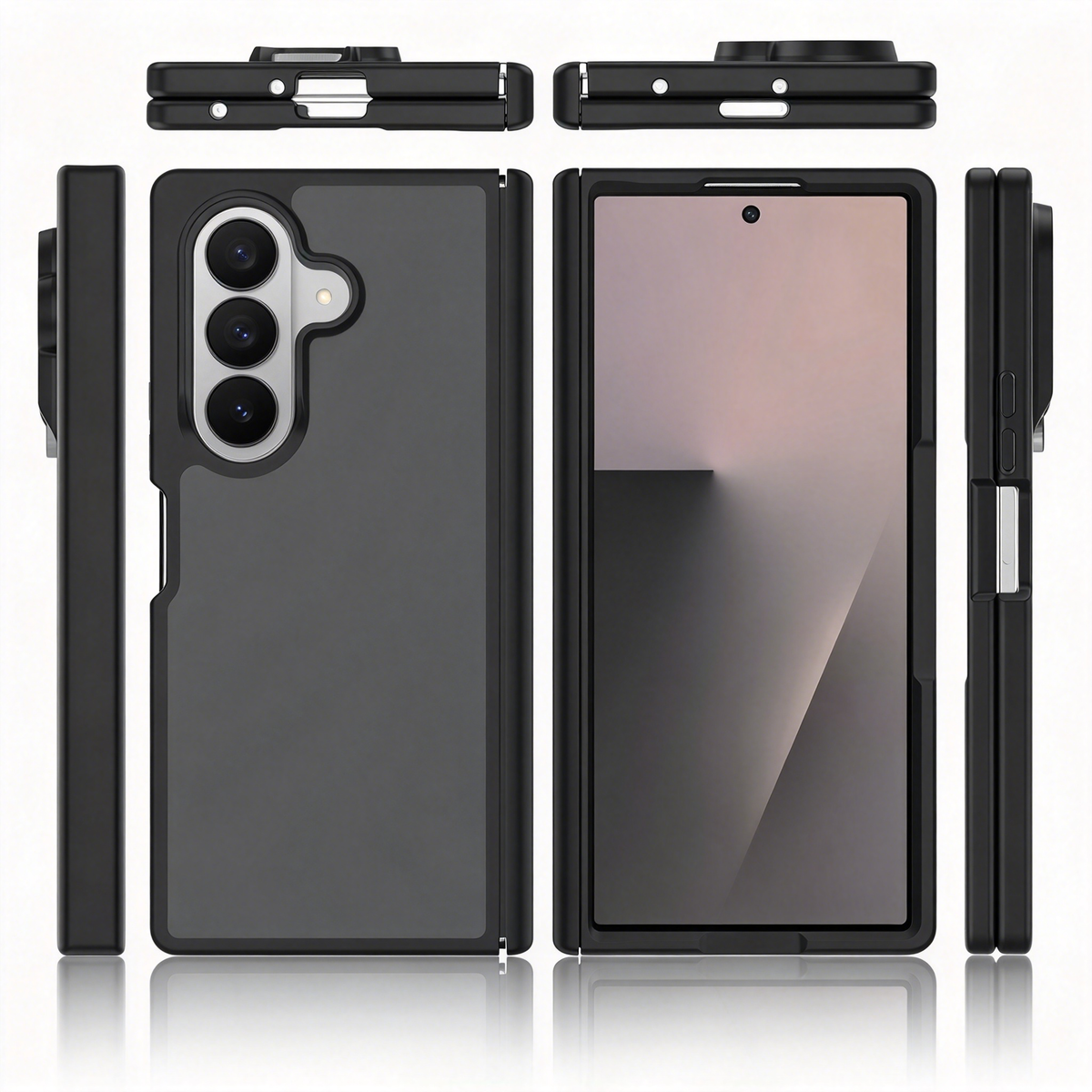 FASSONG Silver Shield Matte Magnetic Phone Case for Samsung Galaxy Z Fold 6 / Z Fold 7 / Z Fold 8 / Z Fold 8 Wide