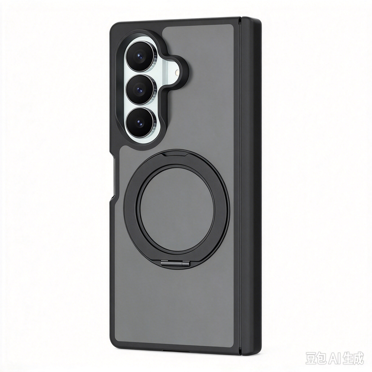 FANSONG Samsung Silver Shield Matte Case with Side Cover Rotating Kickstand for Z Fold 6 7 8 Z Fold8 Wide