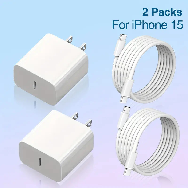 FANSONG For IPhone 15 Charger Super Fast Charging For IPad Charger USB C Wall Charger Fast Charging 4FT Cable x2