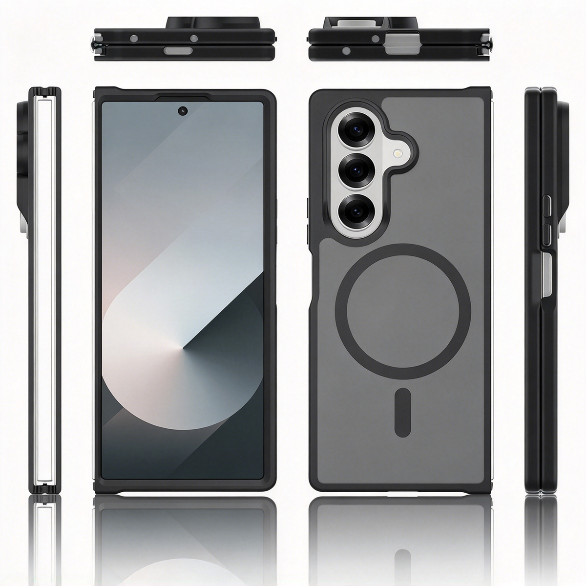 FASSONG Silver Shield Matte Magnetic Phone Case for Samsung Galaxy Z Fold 6 / Z Fold 7 / Z Fold 8 / Z Fold 8 Wide