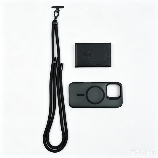 3‑in‑1 Magnetic Phone Case Set | All‑in‑One Go‑Out Solution, Mag‑Safe Case + Detachable Leather Card Wallet + Adjustable Lanyard