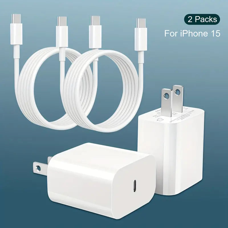 FANSONG For IPhone 15 Charger Super Fast Charging For IPad Charger USB C Wall Charger Fast Charging 4FT Cable x2